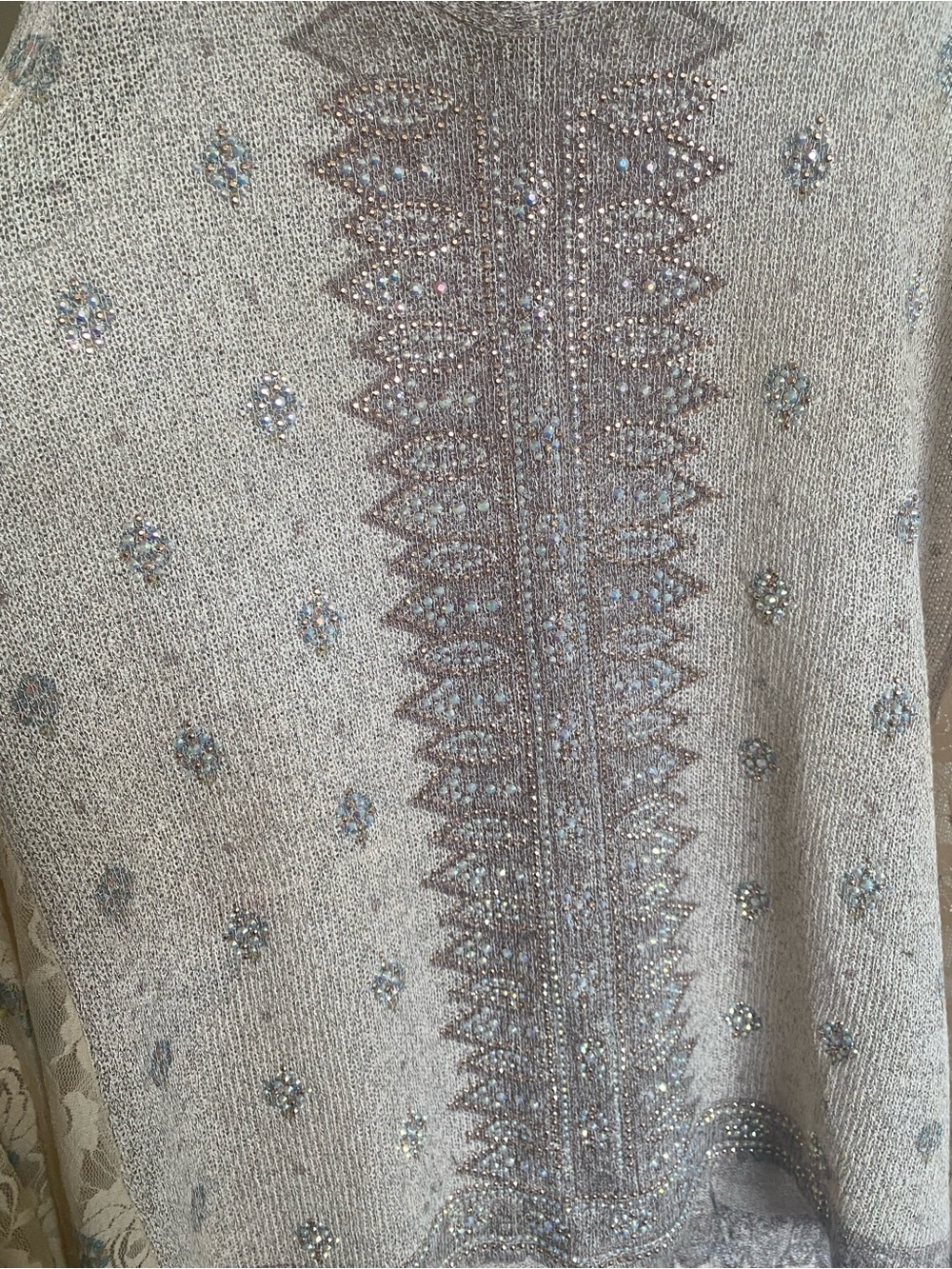Vocal Rhinestone Lace Boho Tunic Tank Top Hi Low Made USA M - Picture 3 of 10
